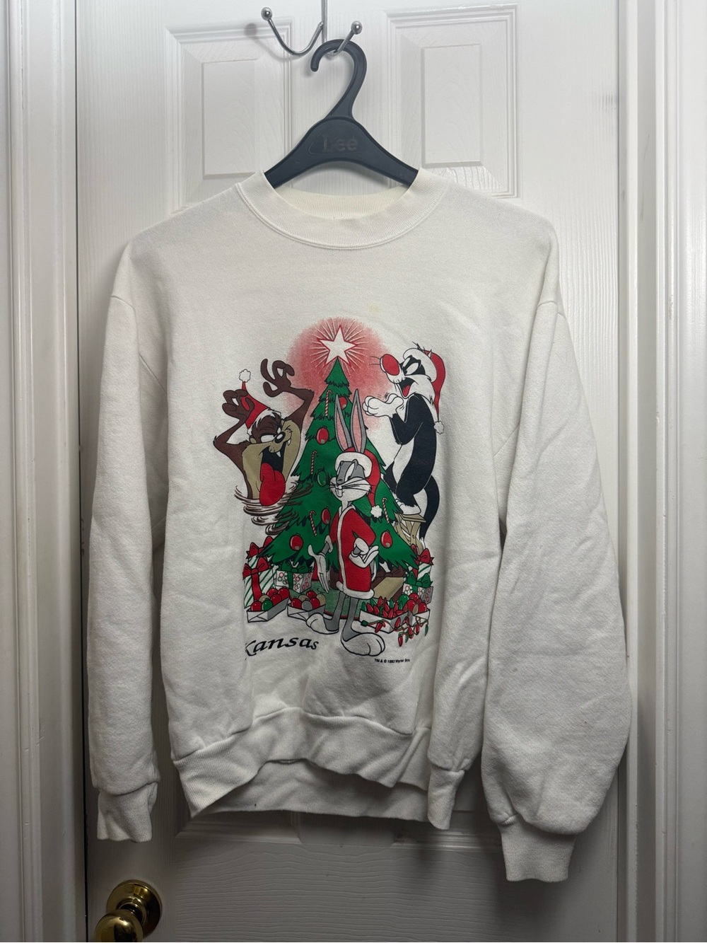 Vintage Warner Bros. White Christmas Holiday Looney Tunes Crewneck Sweatshirt